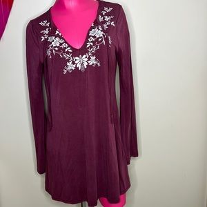 Floral Embroidered Bell-Sleeved Dress